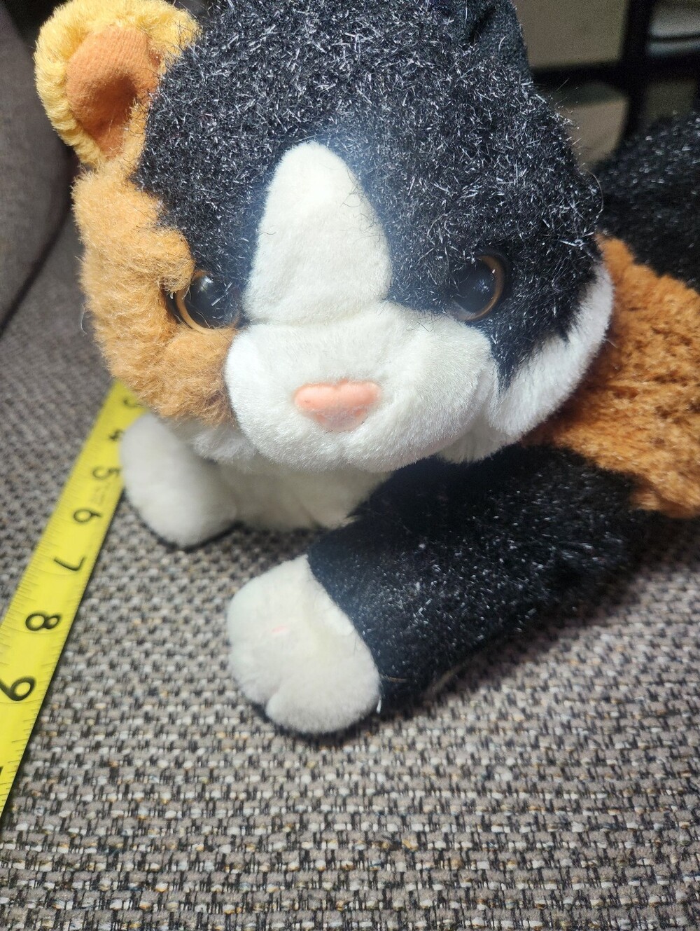 Calico Plush Cat Stuffed Animal – Black, White & Brown